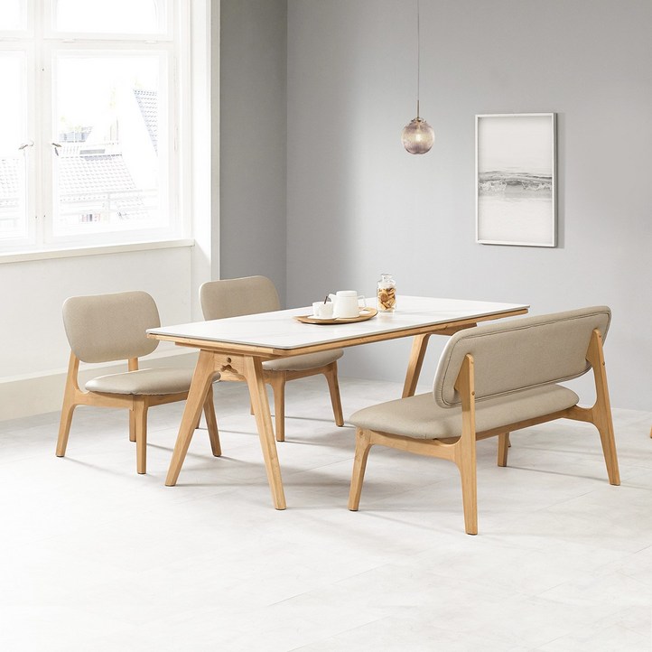 헤닝 마이홈 4인 낮은 원목 통세라믹 식탁세트 1400  1600, 4인 와이드1600네추럴