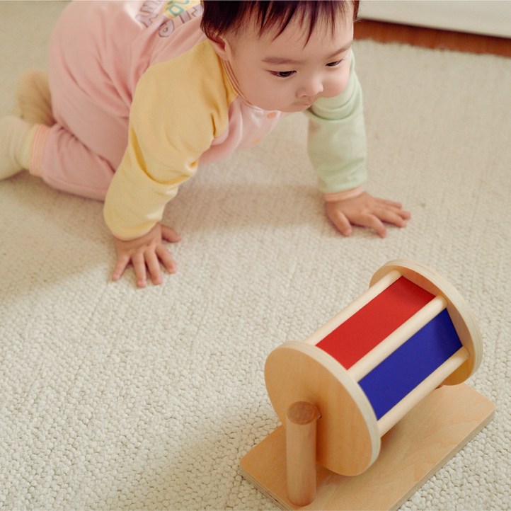 토들러하우스 몬테소리 스피닝드럼 터미타임 아기 장난감, 1개