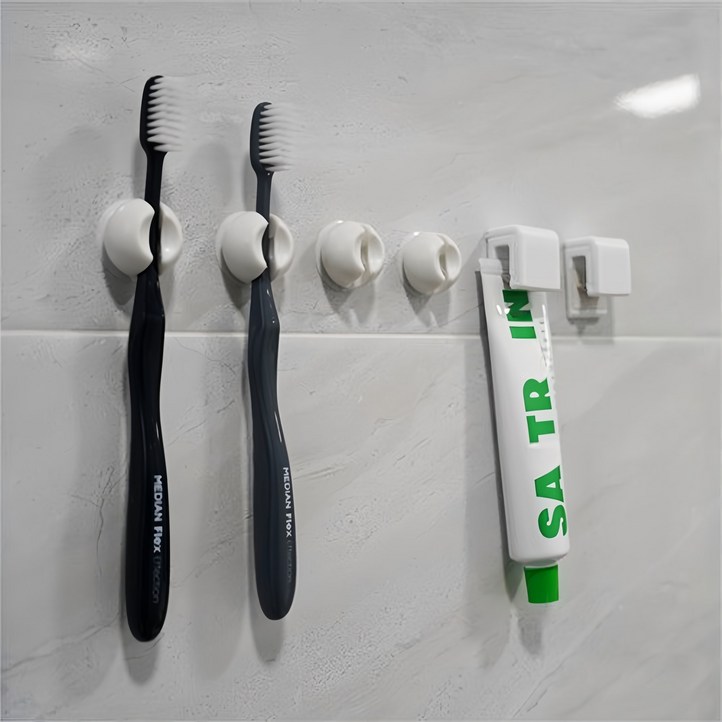 브로픽 무타공 치약걸이 2p  흡착식 칫솔걸이 4p, 단일 색상, 1세트