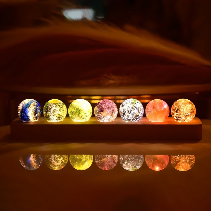방안의 작은 우주 고급선물포장 7개의 크리스탈 행성 LED무드등