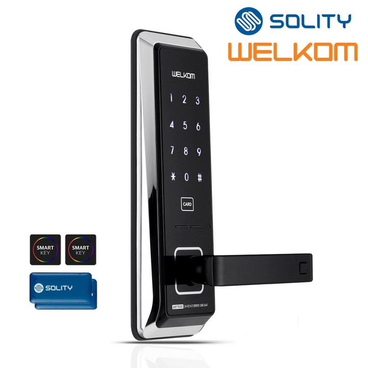 무료설치 솔리티 웰콤 무타공도어록 WST500 카드키4개번호키 0초즉시잠금 내부이중잠금 허수기능 에티켓기능 무음가능 전기충격무력화 마스터번호카드기능 현관문 디지털도어락, 웰콤 WST500무료설치A지역토요일, 방문설치