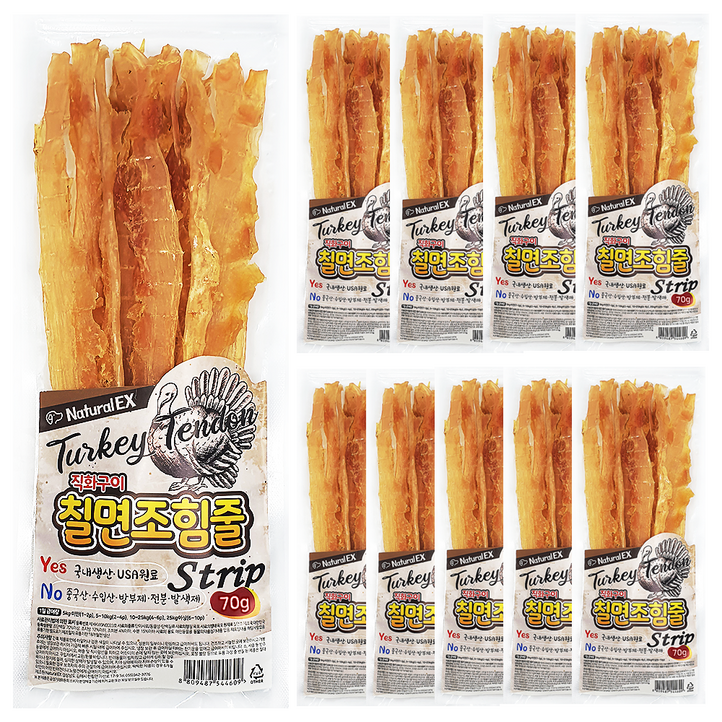 칠면조힘줄스트립70g 칠면조 100, 칠면조, 70g, 10개