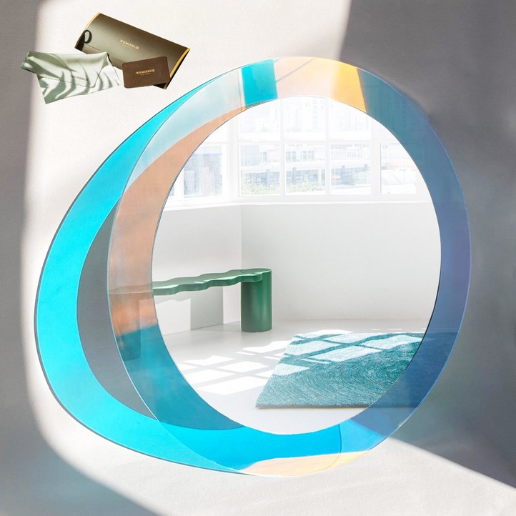 위미러 레인보우 거울 원형 오로라 홀로그램 디자인 아크릴 거울개런티카드클리너천워런티커버, 1. 레인보우 원형 오로라 홀로그램 거울