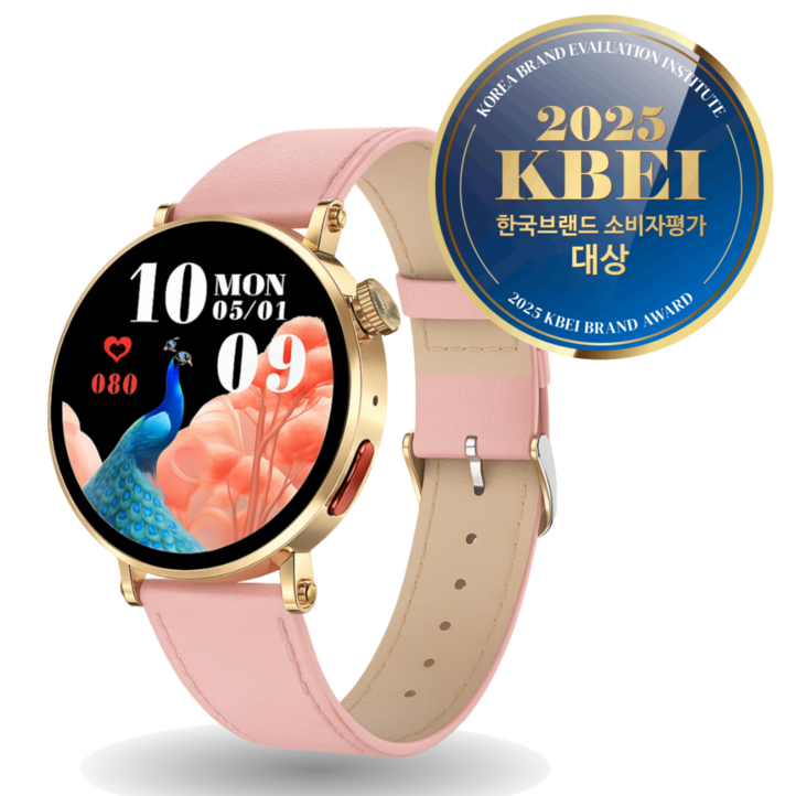 [당일배송] 글루코워치 EP 건강데이터 스마트워치 한국어지원 온라인설명서 AS 지원, 블루투스, 4cm, 핑크레더와골드메쉬