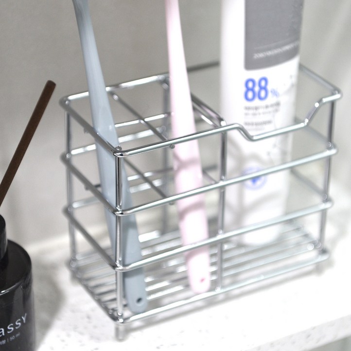 베네피센트 스텐 칫솔꽂이 욕실 화장실 칫솔거치대, 실버, 1개