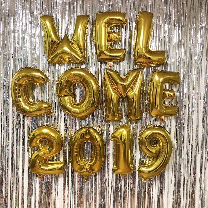 파티온 신년 파티 웰컴 2019 은박풍선소 welcome, 골드
