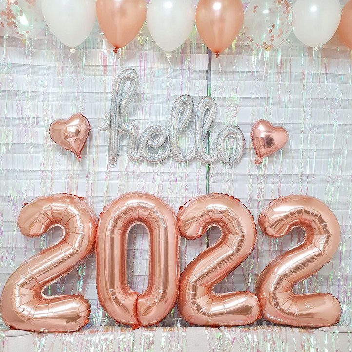 헬로우 2022 하트 풍선 신년 새해 연말 파티 꾸미기 장식 세트