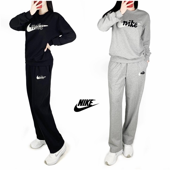 나이키 부클자수 면 맨투맨 트레이닝 세트 학생 커플 단체복 남여공용 AN