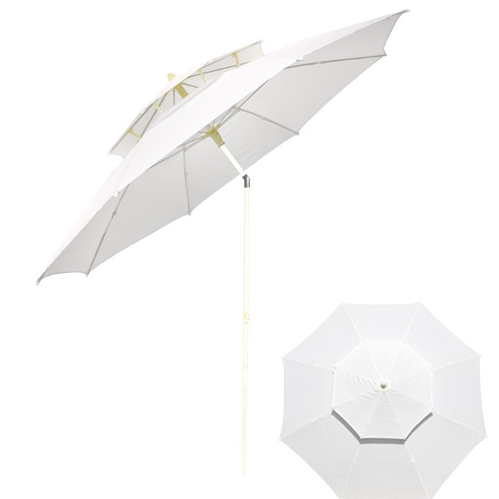 연필트리 특대형 휴대용 이층 꺾임 파라솔, 화이트