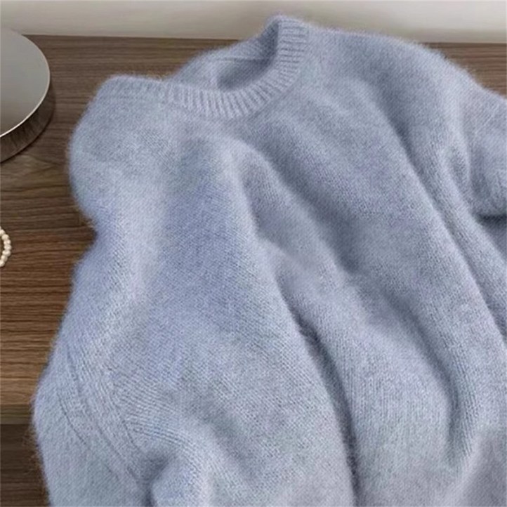 Vezri 여성용 간절기 울 혼방 니트 스웨터 긴팔 울 니트