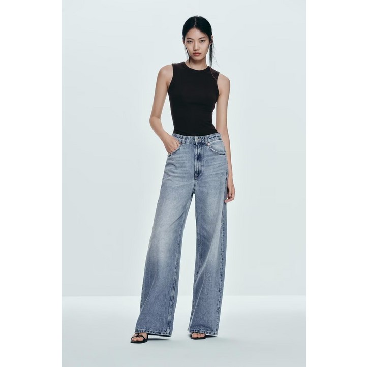 5Y81520 ZARA 여자 복고풍 데님팬츠 캐주얼 와이드청바지 3607027 6688027