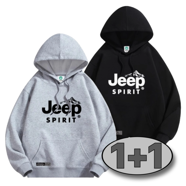 11JEEP SPIRIT 지프 남자 여자 후드티 면 100 후드 티셔츠 오버핏 가을 봄 2장 세트