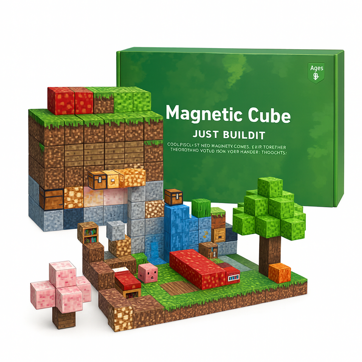 마크 자석 랜덤 블럭 200피스 마그네틱 큐브 피규어 장난감 웰키 자석 블럭, 1박스, 200개블럭