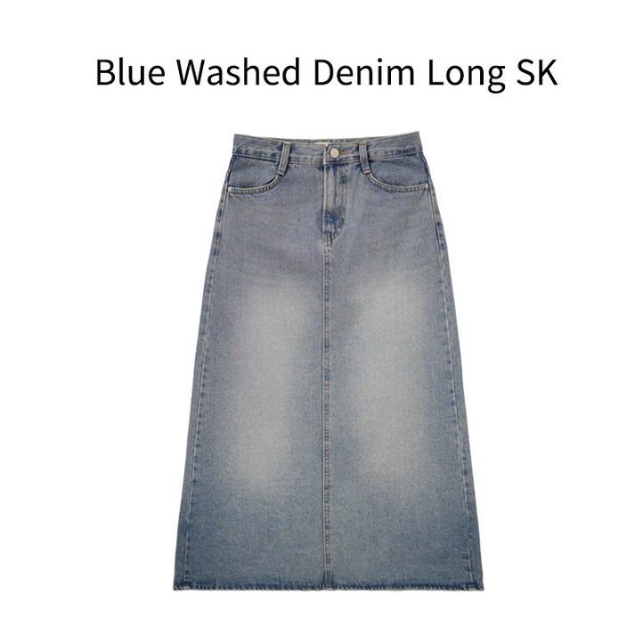 블루 워싱 데님 롱 스커트 청치마 워싱치마 데님치마 연청 중청 롱치마 A라인 스커트 데일리룩 NOSY 노지