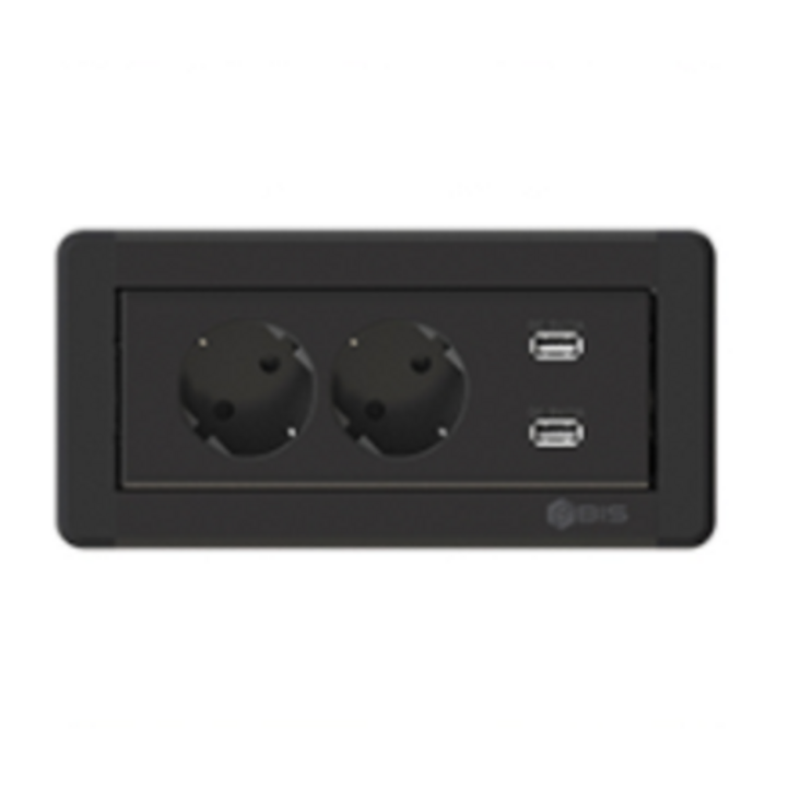 빌트인 회전 매립 콘센트 2구 usb 책상 콘센트 침대 콘센트 BID202M, 블랙, 1개