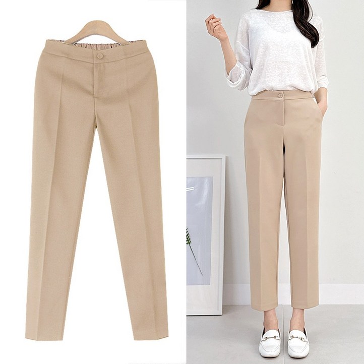 여성용 루인 밴딩팬츠 짧은기본롱 3기장 빅사이즈 바지 S3XL 정장바지 슬랙스 오피스룩 출근룩 유니폼 봄 여름 가을