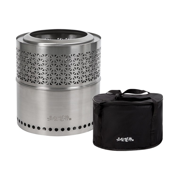 조선땔감 원형 화로대 플레임팟 불멍 바베큐그릴 캠핑 이중연소 화로대 전용가방포함, 1개