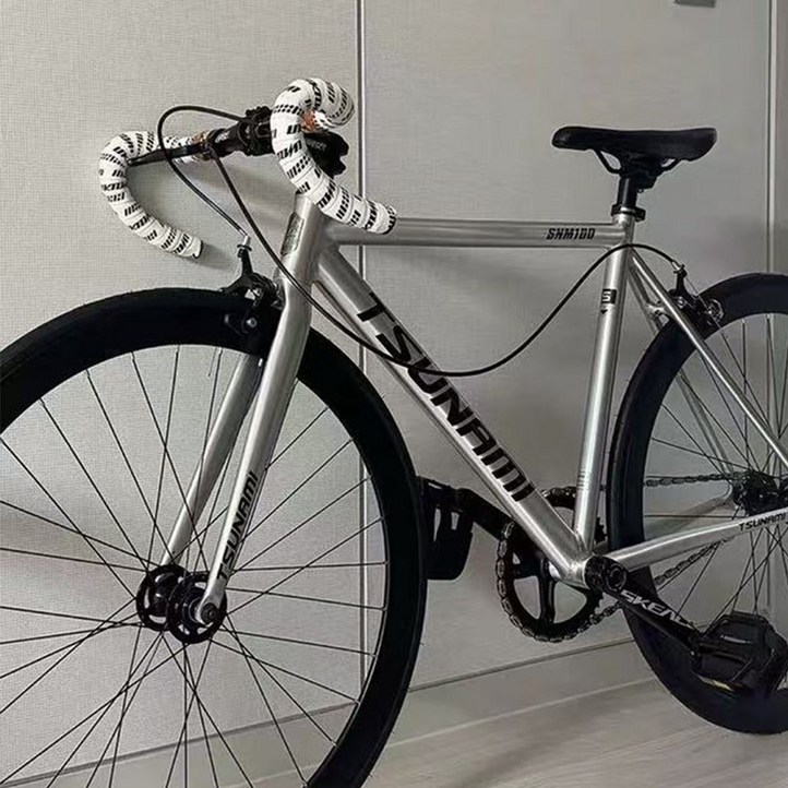 쓰나미 TSUNAMI SNM100 픽시 자전거 입문용 완차 경량 전문가용 모델 앞뒤브레이크포함, 블랙골드로고, 1개, 185cm