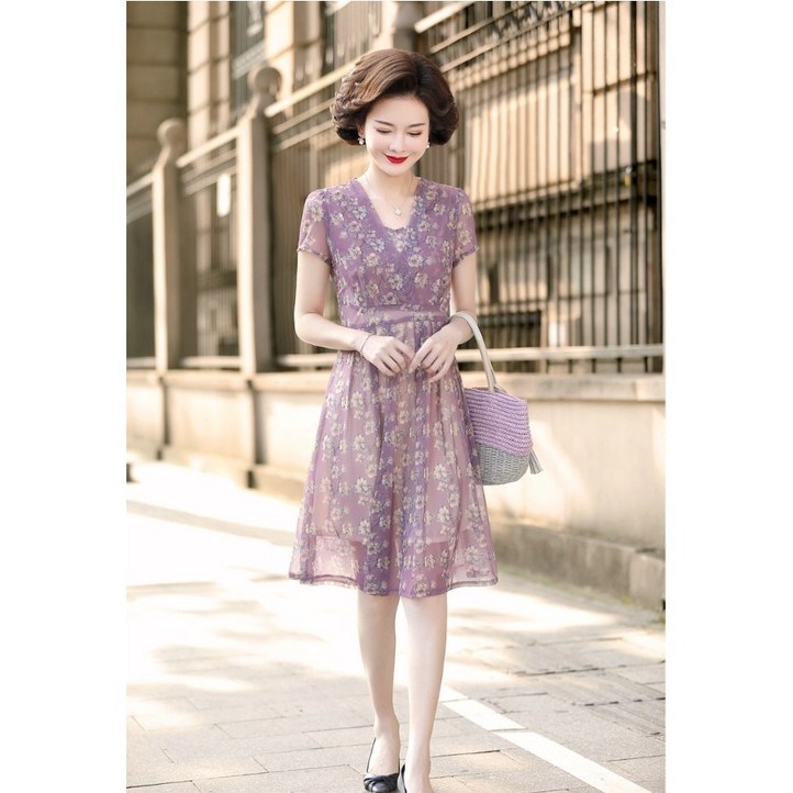 POMTOR패셔너블하고 심플한 40대 50대 중년 여성 여름 고급 백화점 원피스