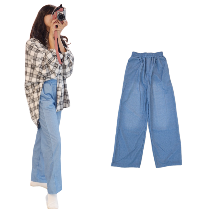 여름 시원한 밴딩 세미 와이드 데님 팬츠 캐주얼 체형 보정 청바지