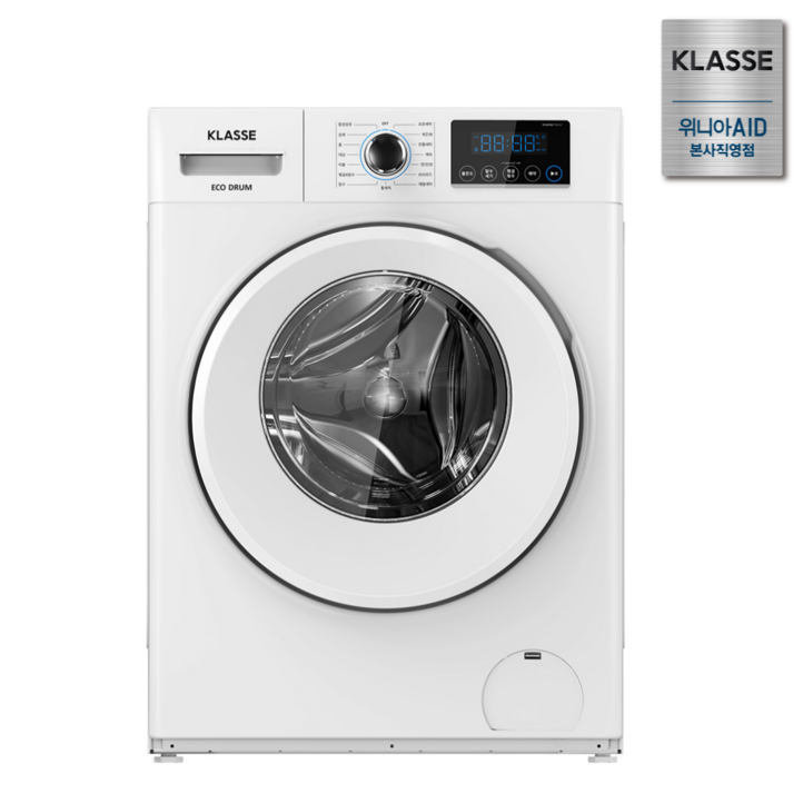 [10%환급가전] 위니아 클라쎄 드럼 세탁기 WDF908SWDB(AK) 8kg 화이트 1등급 소형 원룸 1인가구 빌트인형