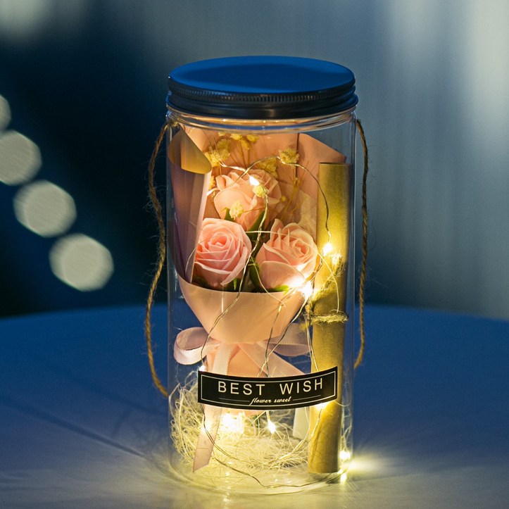 [ 아르띠콜로 장미꽃 편지지 LED 무드등 ] 로맨틱 홀로그램 여자 친구 기념일 고백 선물 특별한 여친 생일 선물 꽃다발, 핑크+편지지 6567665168