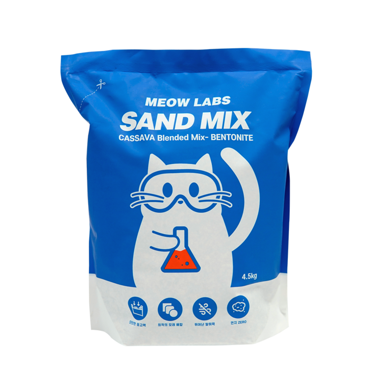 미우랩스 샌드믹스 고양이 벤토나이트 카사바 모래, 1개, 4.5kg 7714362436