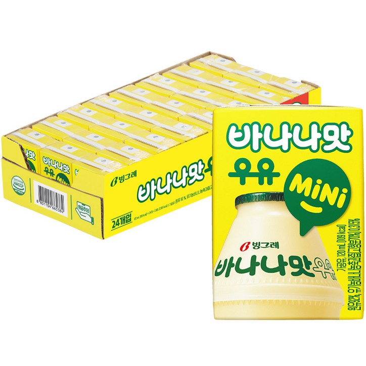 빙그레 바나나맛우유 mini 120ml, 24개 - 투데이밈