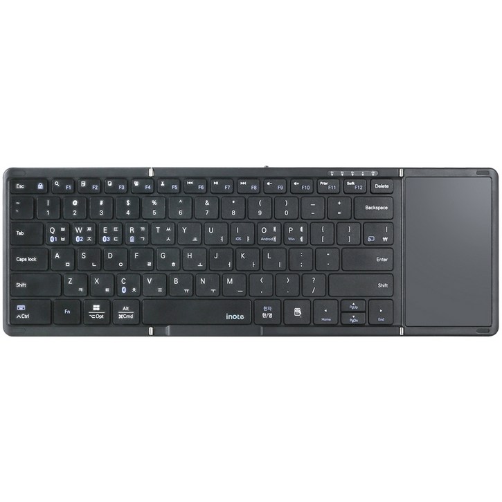 아이노트 터치패드 블루투스 무선 접이식 키보드, 블랙, XFOLDING XK905B, 제조사축