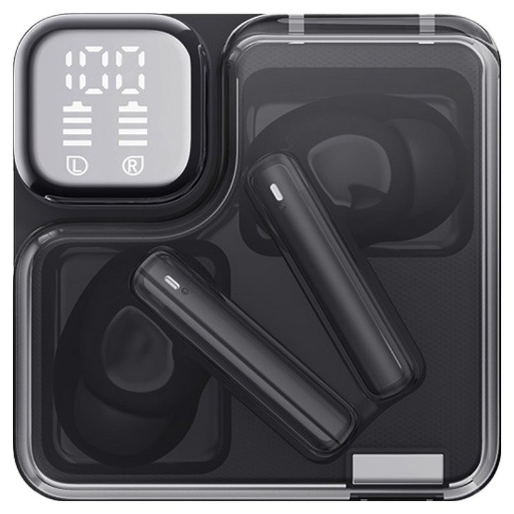 QCY T31 멜로버즈 네오 LED디스플레이 블루투스 이어폰, 블랙, QCYT31 MeloBuds Neo