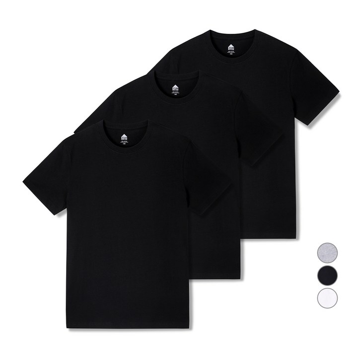 베이직하우스 남녀공용 순면라운드 반팔티 오리지널팩 3p HATS0101