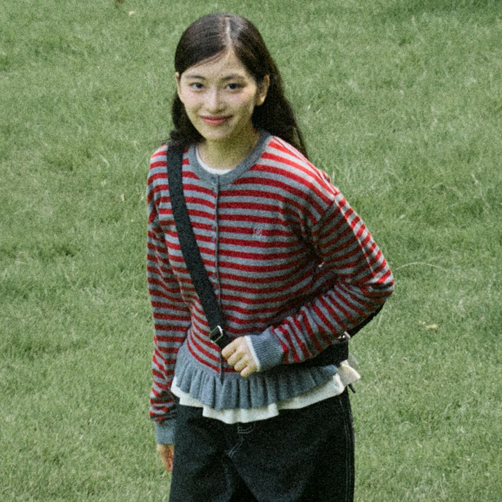 원더플레이스 여성용 꼬모니노즈 W STRIPE FRILL CARDIGAN WN246THSCZ21
