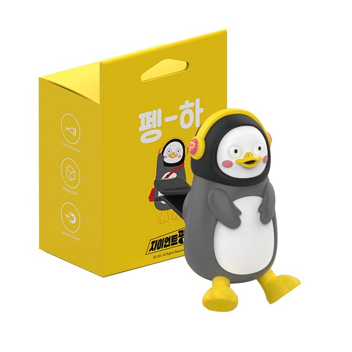 아야 자이언트 펭수 차량용 송풍구 집게형 방향제 28g, 블랙체리, 1개