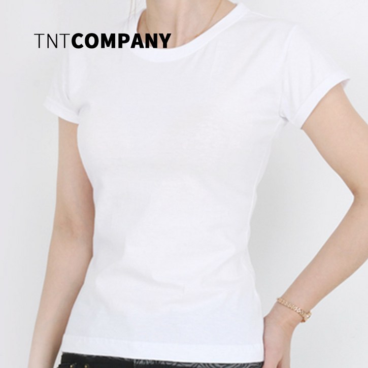 티앤티컴퍼니 여성 무지 면티 슬림핏 반팔 티셔츠 4