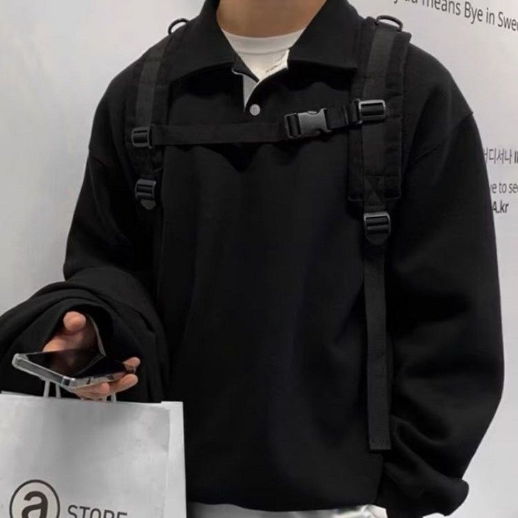 Novastar 남성 맨투맨 빅 사이즈 캐주얼 루즈핏 카라 맨투맨