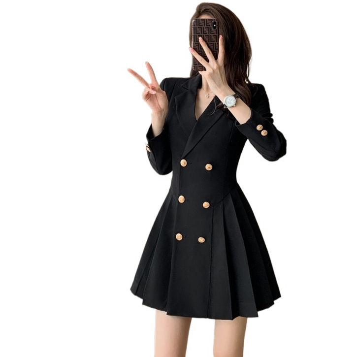 POMTOR 원피스 카라원피스 정장세트 원피스 미니스커트 플리츠스커트 자켓원피스