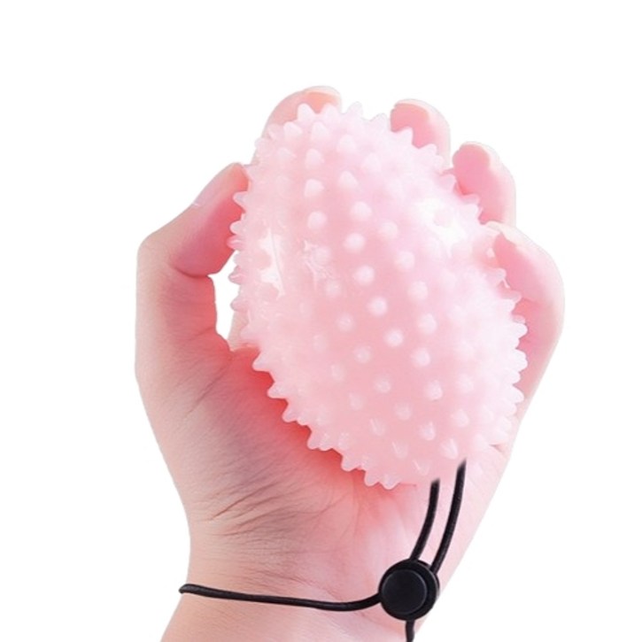 타원형 악력볼 악력기 손 운동 마사지 재활 스트랩 줄, 1개, 핑크