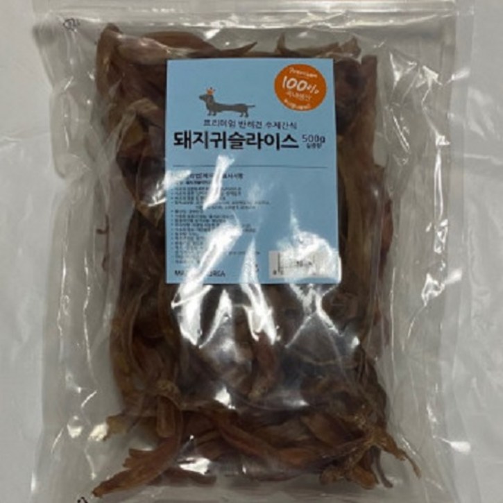 펫나라 100 국내산 돼지귀슬라이스, 1팩, 500g