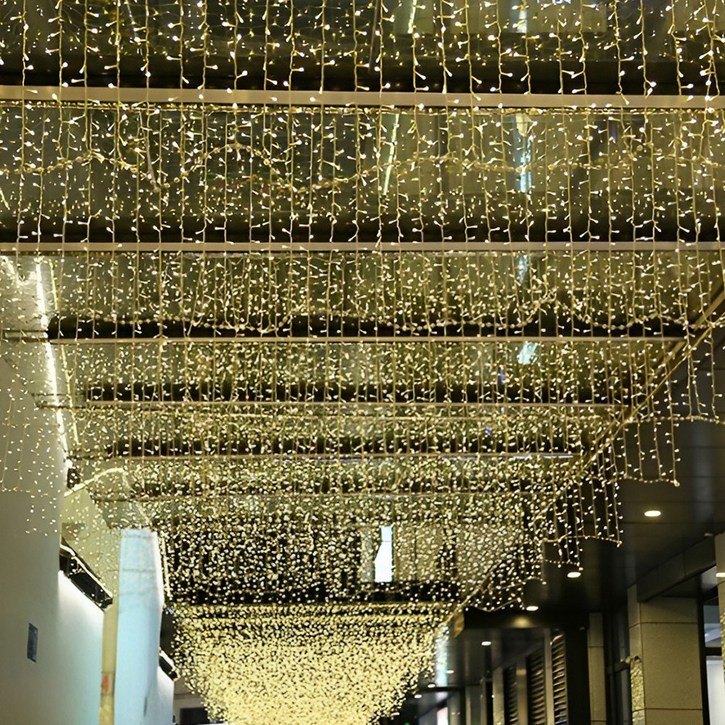 크리스마스 LED 24V 롱커튼전구 400구 홈 인테리어 창문 테라스1.92M, 4개, 웜색