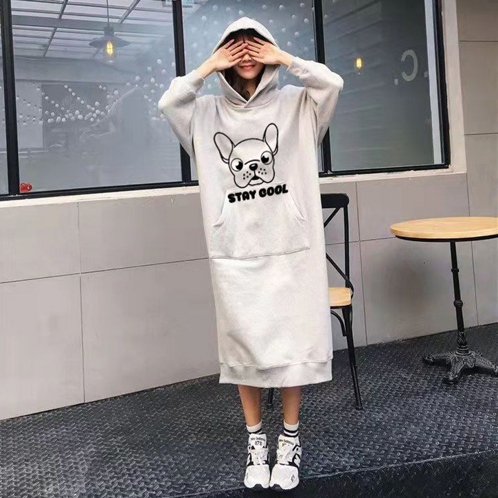 빅사이즈 강아지전사 기모 미디원피스