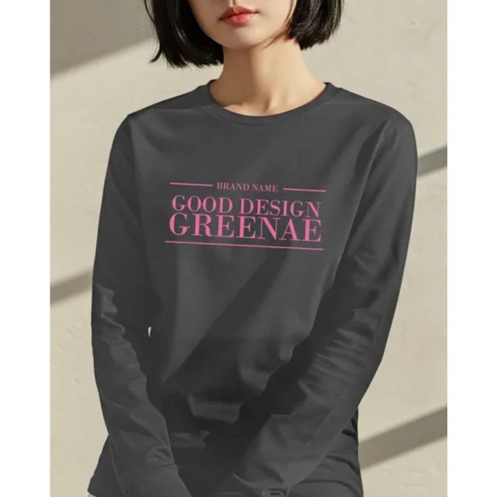 그리내 여성 라운드넥 봄 가을 예쁜 심플 프린팅 얇은 긴팔티 커플티 캐릭터 이너 홈웨어 레터링 면 티셔츠