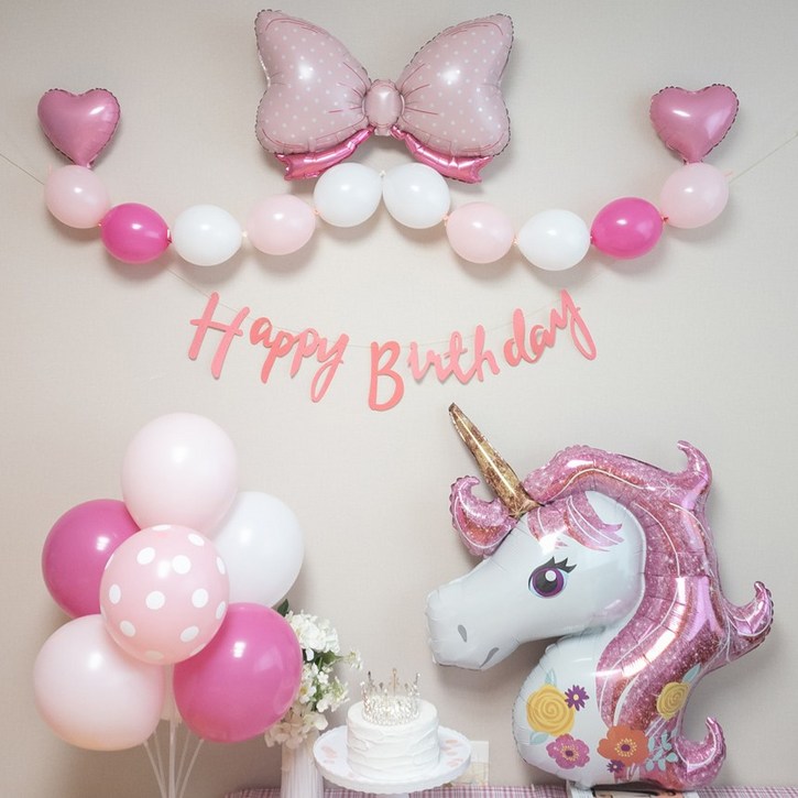 연지마켓 생일풍선 생일파티용품 리본풍선 세트