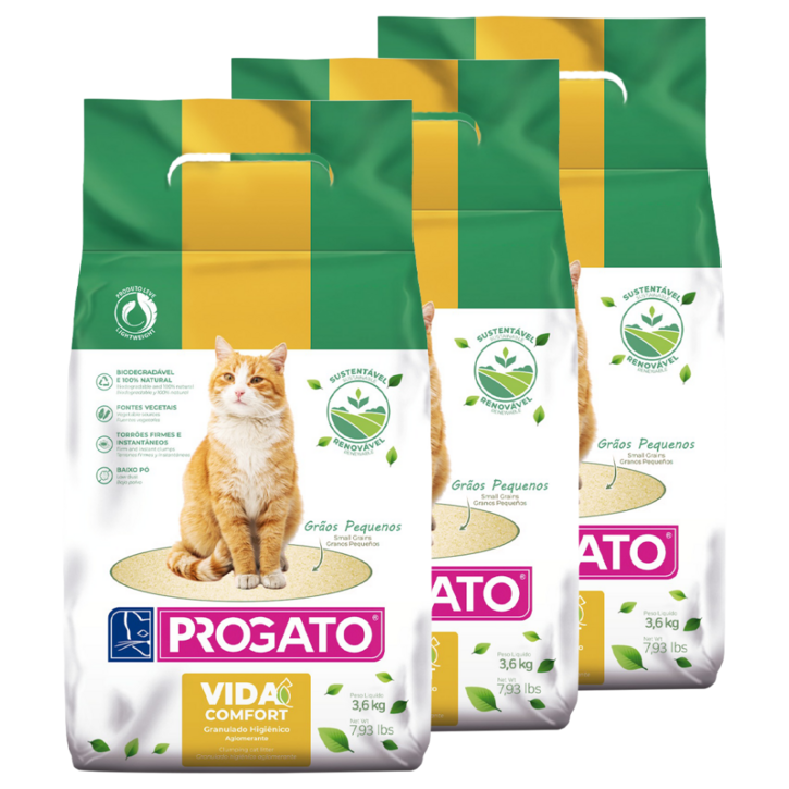 프로가토 비다 컴포트 카사바 고양이모래 가는입자 3.6kg 3봉, 3.6kg, 3개, 비다 컴포트 가는입자 무향