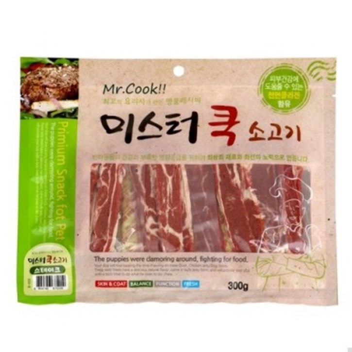 미스터쿡 강아지 간식 스테이크, 소고기, 300g, 5개 미스터쿡 강아지 간식 스테이크, 소고기, 300g, 5개