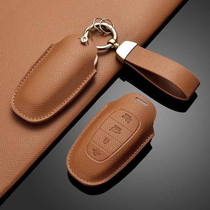 카로카 현대 호환 가죽 키케이스 키커버 그랜저 싼타페 쏘나타 투싼 펠리세이드, H-6(4버튼), 브라운