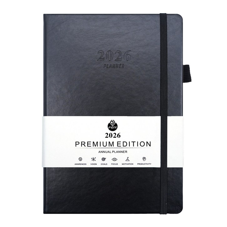 FEIY 2026 프리미엄 양장 PU 가죽 다이어리