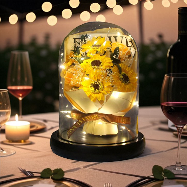 루카스 유리돔 기념일선물꽃다발 인테리어무드등