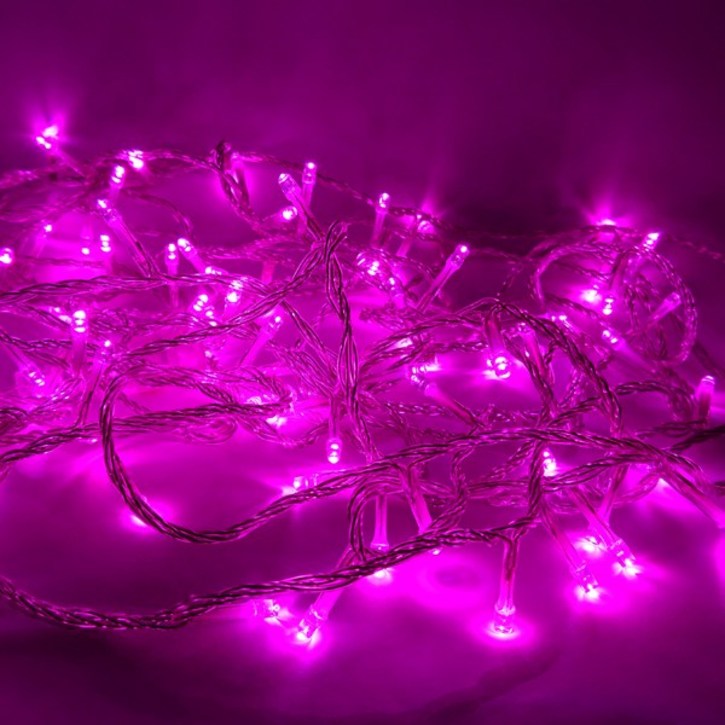선세이브 LED 은하수전구 100구 투명선정류기 세트 크리스마스 트리 전구 캠핑 조명 무드등, 핑크색
