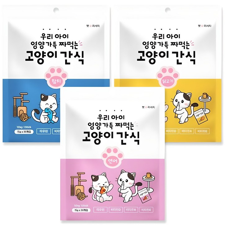 퐁츄르 짜먹는 고양이 간식, 참치연어닭고기, 15g, 90개