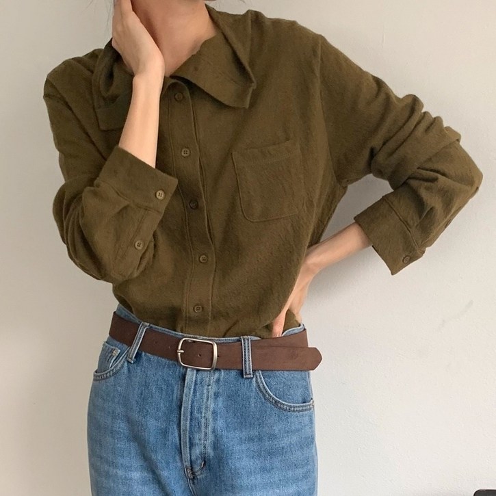 루즈핏 메리노울 100% 블라우스 (4 colors) 울셔츠